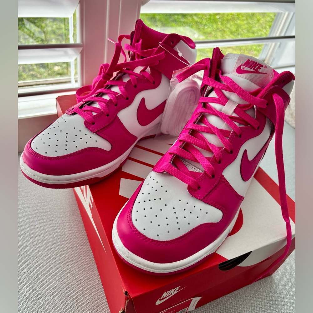 Nike Womens Dunk High, Pink Prime White color